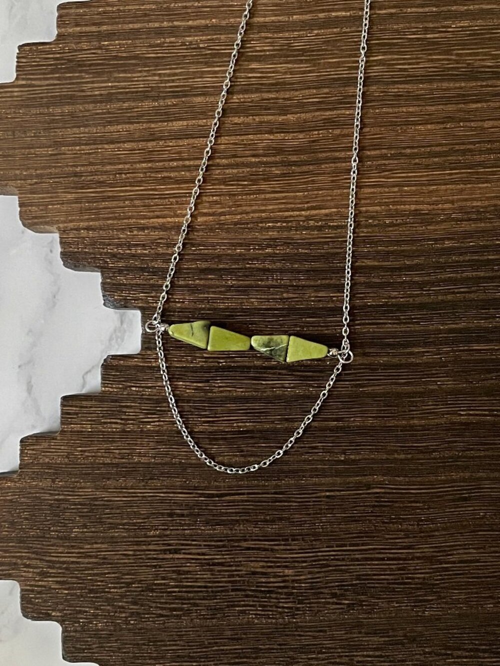 Handmade Chaparral Point Natural Stone Western Bar Necklace Silver 16 inch